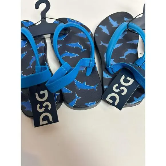 Kids Shark Flip Flops Size 9K/10K Blue Gray Summer Sandals Beach Shoes LOT OF 2 - Picture 2 of 5